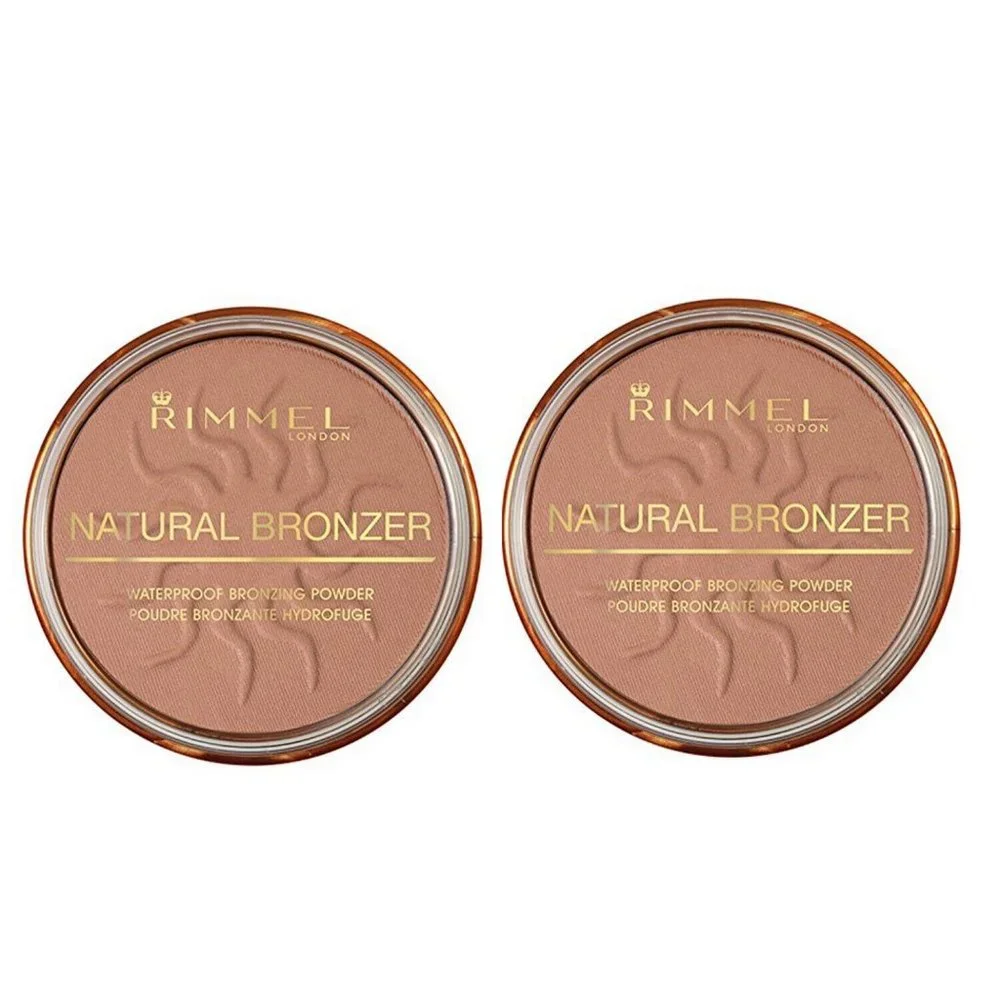 NWT SEALED LOT OF 2 RIMMEL LONDON NATURAL BRONZER‎ 021 SUN LIGHT  0.49 OZ EACH